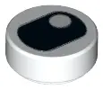 White Tile, Round 1 x 1 with Black Eye Squinting with Pupil in Corner Pattern