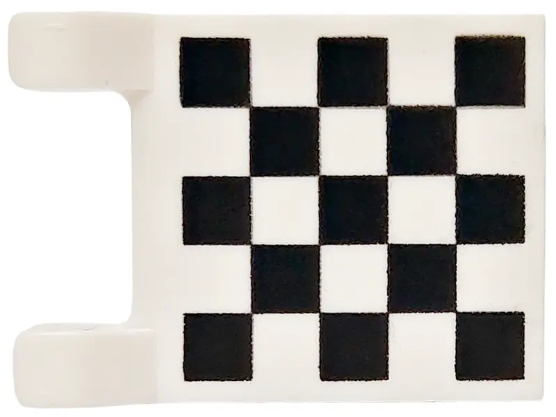 White Flag 2 x 2 Square with Checkered Pattern on Both Sides, Black Corners (Printed)