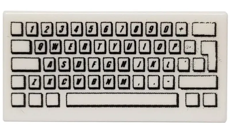 White Tile 1 x 2 with Computer Keyboard Standard Pattern