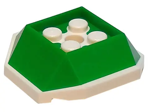 Green Shell with 4 Recessed Studs and Hole with Molded White Bottom Pattern