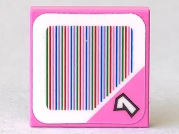 Dark Pink Tile 2 x 2 with Super Mario Scanner Code Number 1 Block Pattern (Sticker) - Sets 71368 / 7