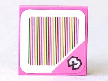 Dark Pink Tile 2 x 2 with Super Mario Scanner Code Number 3 Block Pattern (Sticker) - Sets 71368 / 7