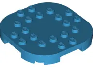Dark Azure Plate, Modified 6 x 6 with Rounded Corners and 4 Feet