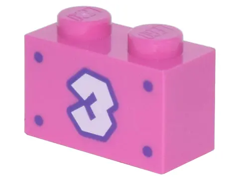 Dark Pink Brick 1 x 2 with White Number 3 with Dark Purple Outline and 4 Dots Pattern