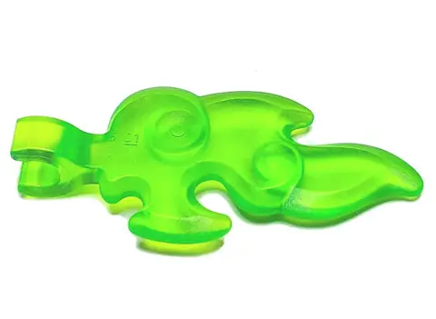 Trans-Bright Green Wave Rounded Straight Small with Clip End (Flame)