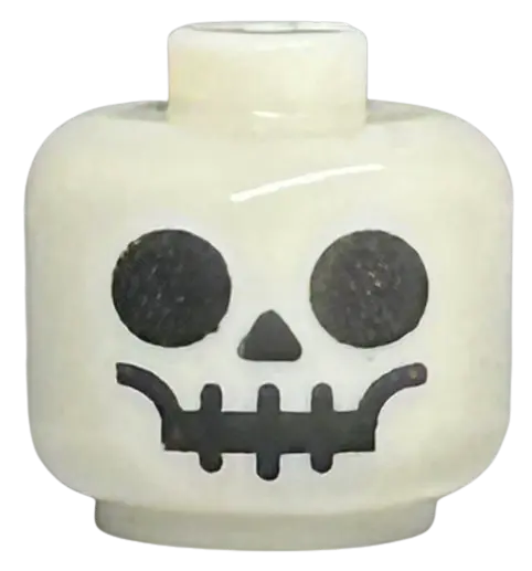 White Minifigure, Baby / Toddler Head with Neck with Standard Skull Pattern