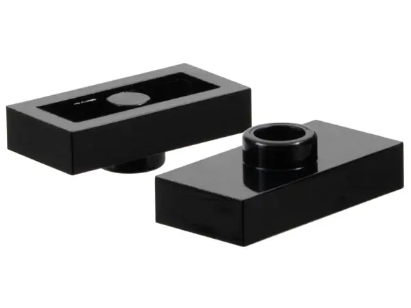 Black Plate, Modified 1 x 2 with 1 Stud without Groove (Jumper)