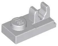 Light Bluish Gray Plate, Modified 1 x 2 with Clip with Center Cut on Top