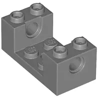 Dark Bluish Gray Technic, Brick 2 x 4 x 1 1/3 with Pin Holes and 2 x 2 Cutout