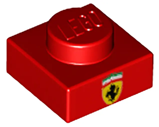 Red Plate 1 x 1 with Ferrari Emblem Pattern