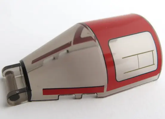 Trans-Brown Windscreen 6 x 4 x 2 Round with Bar Handle with Red Roof and Stripes Pattern