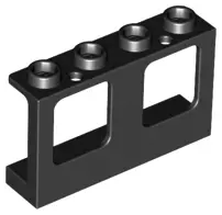 Black Window 1 x 4 x 2 Plane, Single Top Hole and Single Bottom Hole for Glass