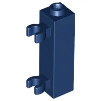 Dark Blue Brick, Modified 1 x 1 x 3 with 2 Clips (Vertical Grip) - Hollow Stud