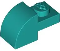 Turquoise Slope, Curved 2 x 1 with Recessed Stud