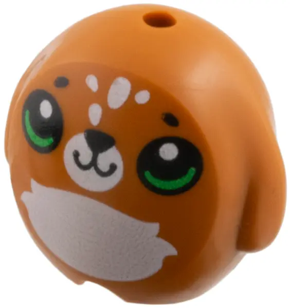 Orange Minifigure, Utensil Pillow Plush Toy with Bright Green Eyes, Black Nose and Mouth, White Spot