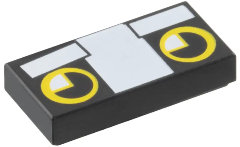 Tile 1 x 2 with Cat Face with White Eyebrows and Nose and Black and Yellow Eyes Pattern (Christmas C