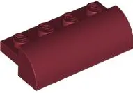 Red Slope, Curved 2 x 4 with 4 Recessed Studs