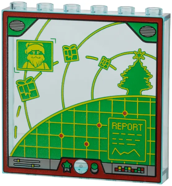 Blue Panel 1 x 6 x 5 with Christmas Tree Control Panel with Green Landscape, Gift and Tree, Lime Gri
