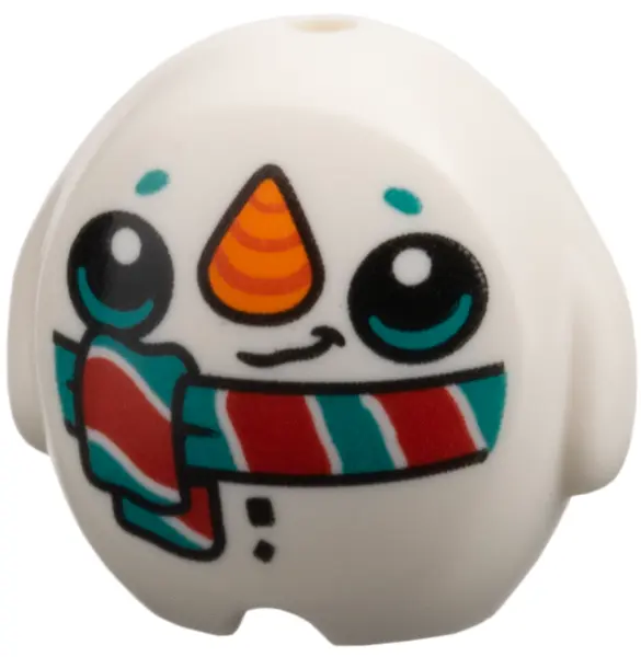 Minifigure, Utensil Pillow Plush Toy with Snowman with Black Buttons, Eyes and Mouth, Dark Orange an