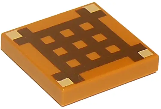 Medium Nougat Tile 2 x 2 with Dark Brown Minecraft Crafting Table Grid Pattern