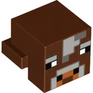 Reddish Brown Creature Head Pixelated with Light Bluish Gray and Dark Bluish Gray Face Pattern (Mine