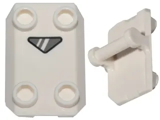 White Plate, Modified 2 x 3 Inverted with 4 Studs and Bar Handle on Bottom (Rocker Plate) with Dark 