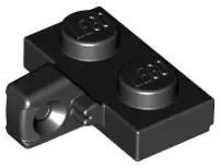 Black Hinge Plate 1 x 2 Locking with 1 Finger on Side with Bottom Groove
