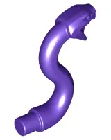 Dark Purple Snake Head with Open Mouth, Fangs and Curved Neck with Bar