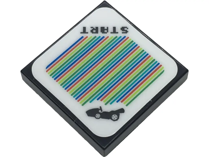 Black Tile 2 x 2 with Super Mario Scanner Code Standard Kart / B Dasher and 'START' Pattern (Sticker