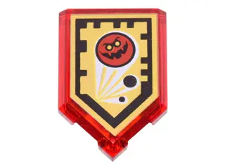Trans-Red Tile, Modified 2 x 3 Pentagonal with Nexo Power Shield Pattern - Globlin Attack