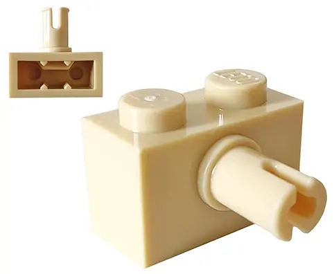 Tan Brick, Modified 1 x 2 with Pin and Bottom Stud Holder