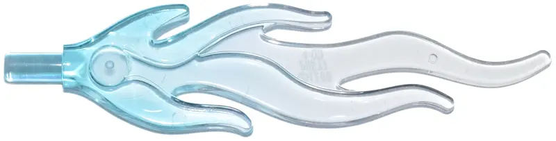 Trans-Light Blue Wave Rounded Straight Large with Bar End (Flame) with Marbled Trans-Clear Pattern