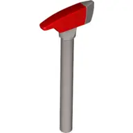 Flat Silver Minifigure, Utensil Axe, Pick End with Molded Red Head Pattern