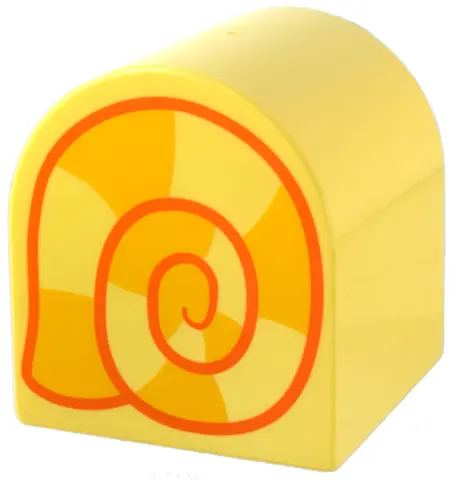 Bright Light Yellow Duplo, Brick 2 x 2 x 2 Slope Curved Double with Orange and Bright Light Orange S