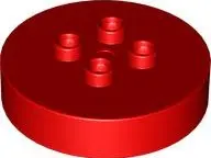 Red Duplo, Brick Round 4 x 4 Flat Top Thick with 2 x 2 Studs