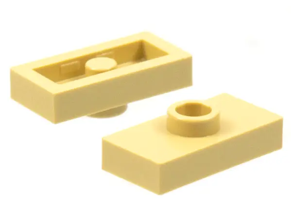 Tan Plate, Modified 1 x 2 with 1 Stud without Groove (Jumper)