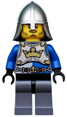 Castle - King's Knight Breastplate with Crown and Chain Belt, Helmet with Neck Protector, Closed Gri