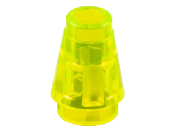 Trans-Neon Green Cone 1 x 1 with Top Groove