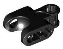 Black Technic, Axle Connector 2 x 3 with Ball Joint Socket - Closed Sides, Straight Forks with Open 