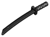 Black Minifigure, Weapon Sword, Shamshir / Katana (Square Guard) with Capped Pommel and Holes in Cro