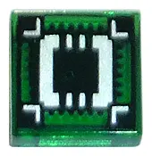 Trans-Green Tile 1 x 1 with Black Square and Lines on Silver Square Pattern (Ultra Chip)