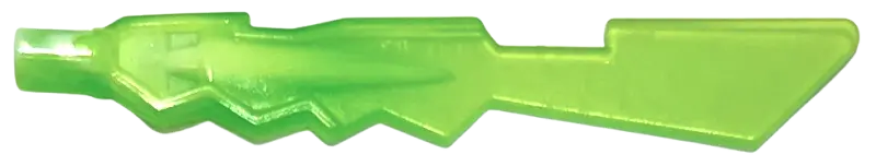 Trans-Bright Green Minifigure, Weapon Sword Blade with Jagged Edges and Bar End with Marbled White P