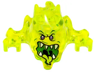 Trans-Neon Green Minifigure, Headgear Mask Ninjago Skreemer with Dark Purple Eyes and Mouth Open wit