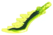Trans-Neon Green Minifigure, Weapon Sword, Serrated with Marbled Dark Blue Pattern