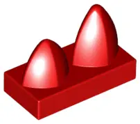 Red Tile, Modified 1 x 2 with 2 Teeth Vertical