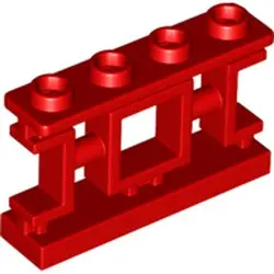 Red Fence 1 x 4 x 2 Ornamental Asian Lattice with Square and 4 Studs