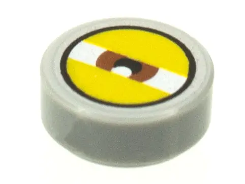 Light Bluish Gray Tile, Round 1 x 1 with White Eye with Centered Reddish Brown Iris and Partially Cl