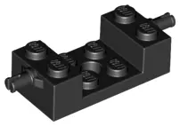 Black Brick, Modified 2 x 4 with Wheels Holder with 2 x 2 Cutout and Hole