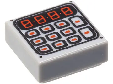 Light Bluish Gray Tile 1 x 1 with Black and Red Digital Keypad Pattern