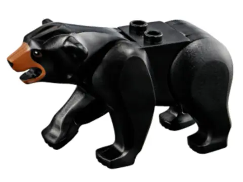 Black Bear with 2 Studs on Back with Black Nose, Medium Nougat Muzzle and Reddish Brown Rings Around